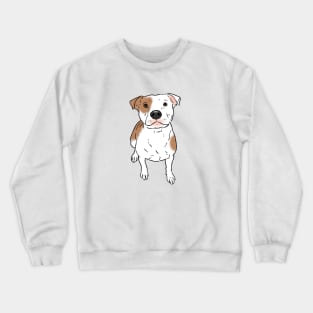 White Pitbull with Spots, Sitting Pittie Crewneck Sweatshirt